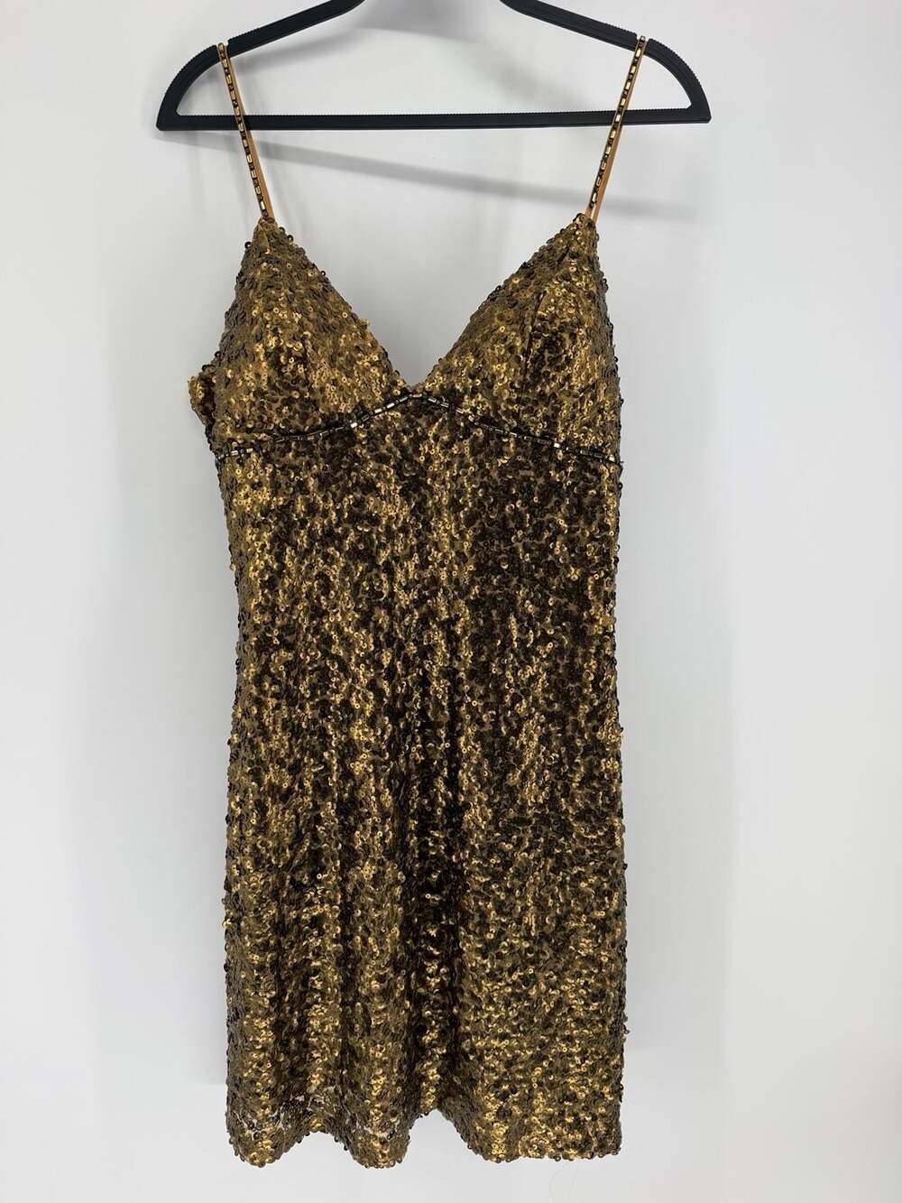 Alberto Makali Size 12 Gold Sequin Homecoming Cocktail Party Dress Y2K Glam